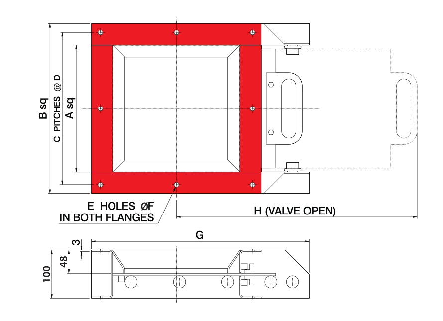 Manual Square Fabricated Slide Gate Inlet